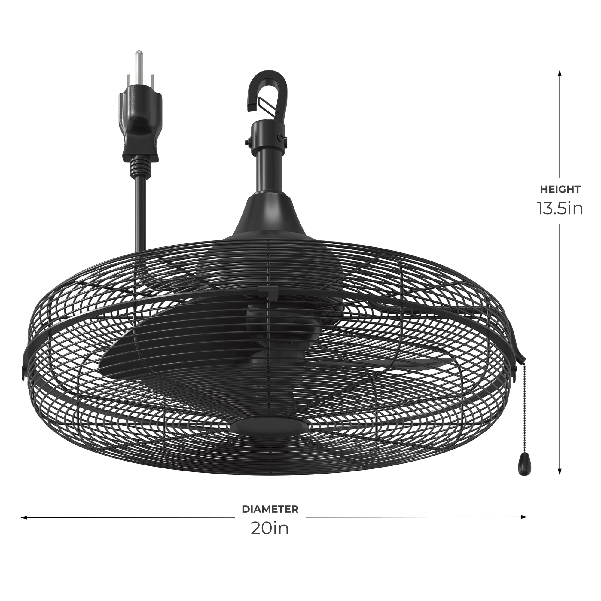 Better Homes & Gardens 20 in Outdoor Wet-Rated Gazebo Ceiling Fan with Pull Chain Control