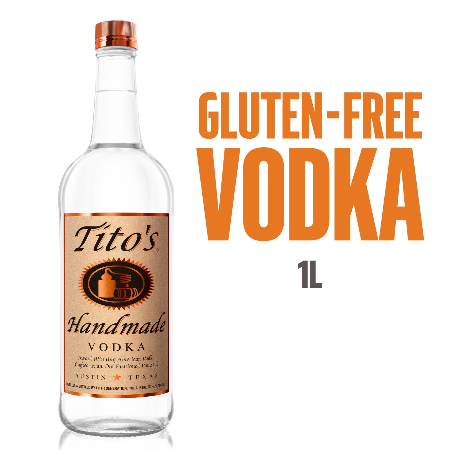 Tito's Handmade Vodka, 1 L Bottle, 40% ABV