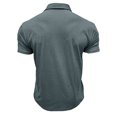 thumbnail image 3 of Mens Camisas de Manga Corta Color Sólido Botón de Solapa Bolsillo Turndown Collar Blusa para Negocios Informales, 3 of 4