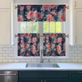 thumbnail image 3 of Pioneer Kitchen Curtains and Valance Set 24 Inch Tier Abstract Pink Floral Prints Curtains Small Drapes for Cafe Living Room Bathroom Farmhouse 3 Pieces Set Rod Pocket, 3 of 6