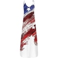 thumbnail image 3 of SMihono Robe Maxi Bohème d'Été pour Femmes Grande Taille Décontractée Jour de l'Indépendance Col Rond Poches Sans Manches Longue Robe de Plage, 3 of 4