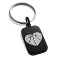 thumbnail image 1 of Stainless Steel Love Basketball Heart Engraved Small Rectangle Dog Tag Charm Keychain Keyring, 1 of 1
