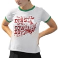 thumbnail image 2 of Dibs On The Cowboy Ringer Tee Shirt Unisex Large White/Kelly Green, 2 of 5