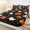 thumbnail image 4 of Manfei Spooky Bats Bed Sheets,Gothic Halloween Full Size Sheets,Cream,4pcs,1 Flat Sheet, 1 Fitted Sheet and 2 Pillowcases, 4 of 6