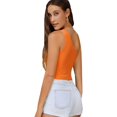 thumbnail image 2 of Women's Sexy One Shoulder Sleeveless Ribbed Crop Top, Orange(s), 2 of 5