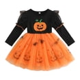 thumbnail image 4 of Gunia Halloween Dresses For Girls Festival Halloween Pumpkin Tutu Tulle Dresses For Party Fashion Long Sleeve Toddler Trendy Clothes Size 12-18 Months Orange, 4 of 9