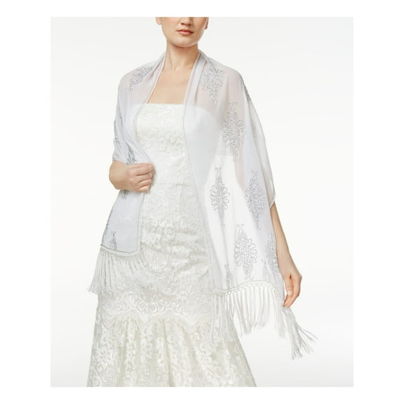 INC Ivory Motif Beaded Evening Scarf