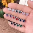 thumbnail image 6 of GKNET 7 Color Heart Cubic Zircon Women Stud Earring Silver Filled Delicate Jewelry 1Pair-black, 6 of 9