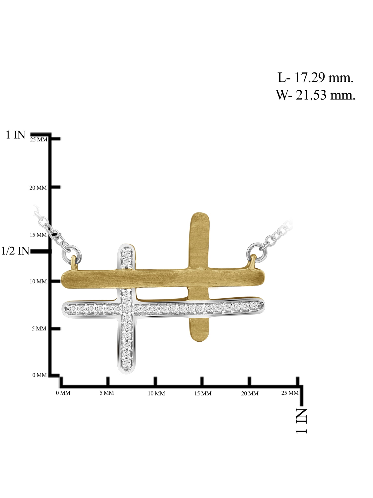 JewelersClub Two Tone Sterling Silver Accent Diamond Cross Pendant Necklace for Women White Diamonds + 18” Rope Chain Included JewelersClub Two Tone Sterling Silver
