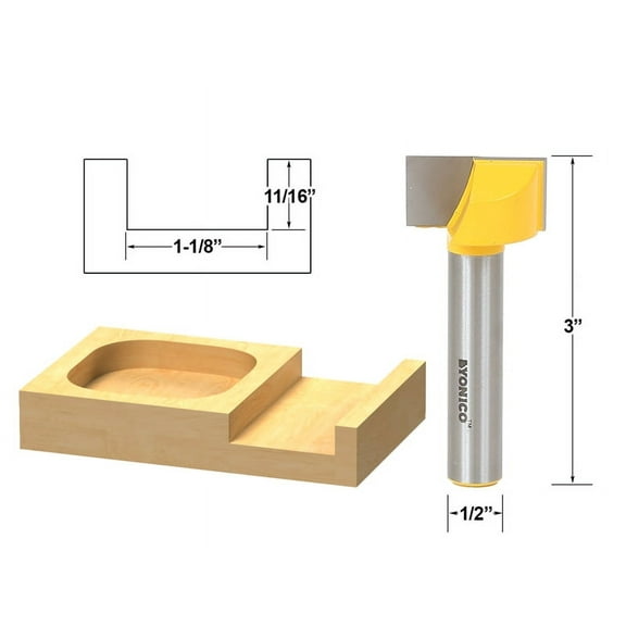 Yonico Bottom Cleaning Dado Router Bit 1-1/8" W X 5/8" H - 1/2" Shank - 14974