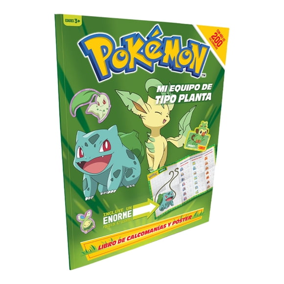 Libro de Calcomanías y Póster Pokémon Mi Equipo Tipo Planta Novelty