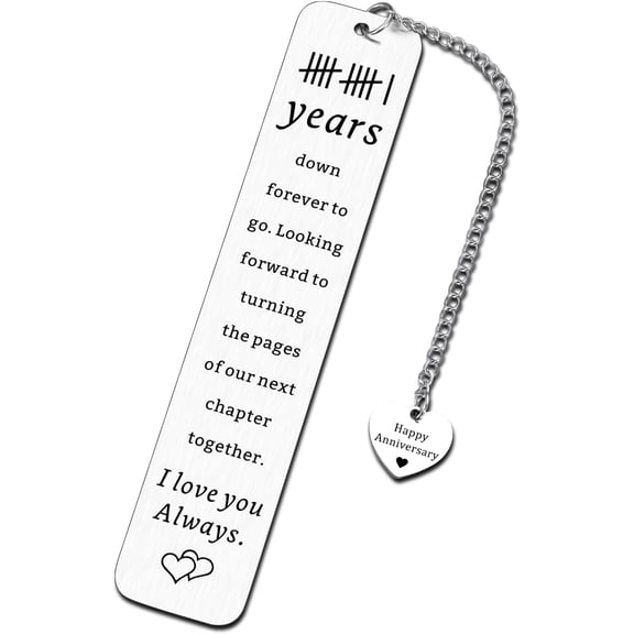 11th Steel Happy Anniversary Bookmark Gifts for Her Him 11 Year Anniversary Steel Gifts for Women Men 11 Years Silver Romantic Gift for Couples Wife Husband Couples Book Lovers Gift Metal Bookmarks