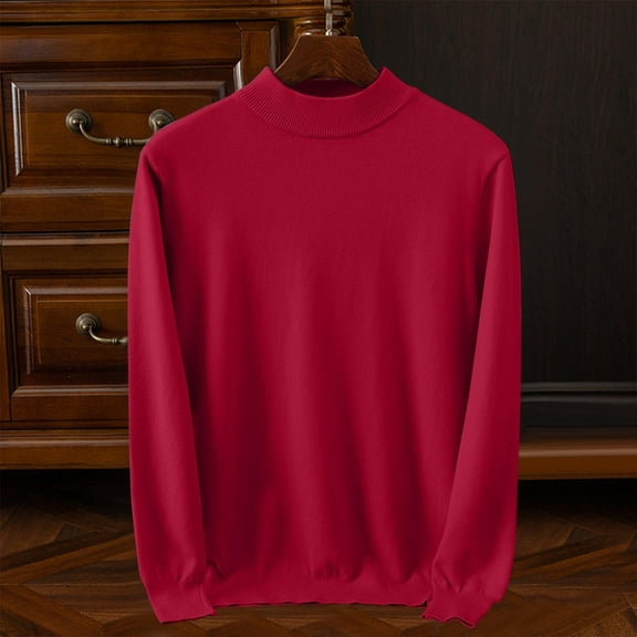 gbyLJF Lightweight Mock Neck Sweater for Men Solid Color Long Sleeve Pullover Tops Soft Comfy Slim Fit Blouse Casual Base Layer Shirt