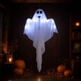 thumbnail image 2 of SLYNSHome Light Up Hanging Ghost Ornament, White Gauze Glowing Ghost Decor, Spooky Hanging Prop For Front Door Yard Porch Indoor Outdoor Halloween Holiday Party Decoration, 2 of 7