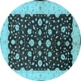 thumbnail image 1 of Ahgly Company Indoor Round Oriental Light Blue Traditional Area Rugs, 3' Round, 1 of 4