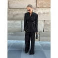 thumbnail image 5 of Women Breasted Blazer Pants Suit 2 Piece Outfits Casual Long Sleeve Blazer Set for Work Business Black L, 5 of 9