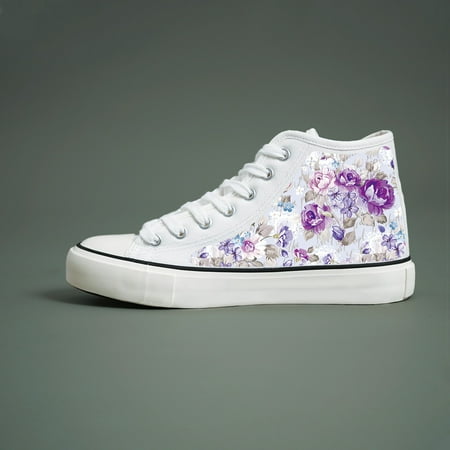 

Chunky Canvas Floral Print Sneakers - Breathable Wear-Resistant Non-Slip and Lightweight Shoes with PU Foam Insole and Rubber Sole for Casual Outdoor Walking - All-Season Versatile