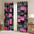 thumbnail image 2 of Manfei 3D Geometric Cubes Blackout Curtains Set of 2 (52x84 Each), Pink Gray Checkered Curtain, 2 of 6