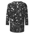thumbnail image 4 of ICHUANYI 3/4 Sleeve Shirts for Women Spring Printed Crewneck Casual Fashionable Tops Loose Three Quarter Length Blouses, 4 of 5
