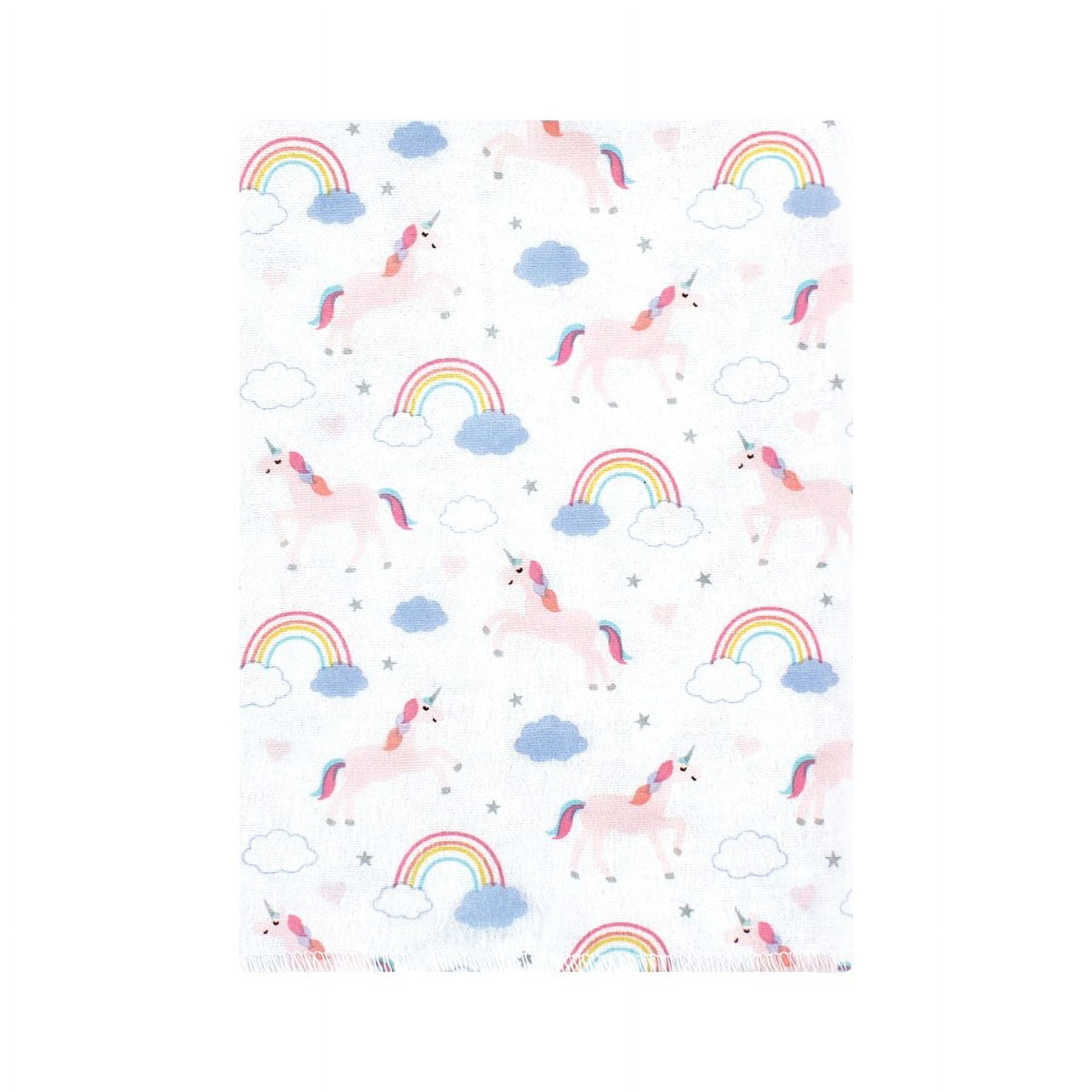 Hudson Baby Unisex Baby Cotton Poly Flannel Burp Cloths Bundle, Unicorns Rainbows, One Size