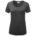 thumbnail image 1 of FashionOutfit Women's Basic Solid Round Neck Various Color Short Sleeve PlusSize Top, 1 of 3