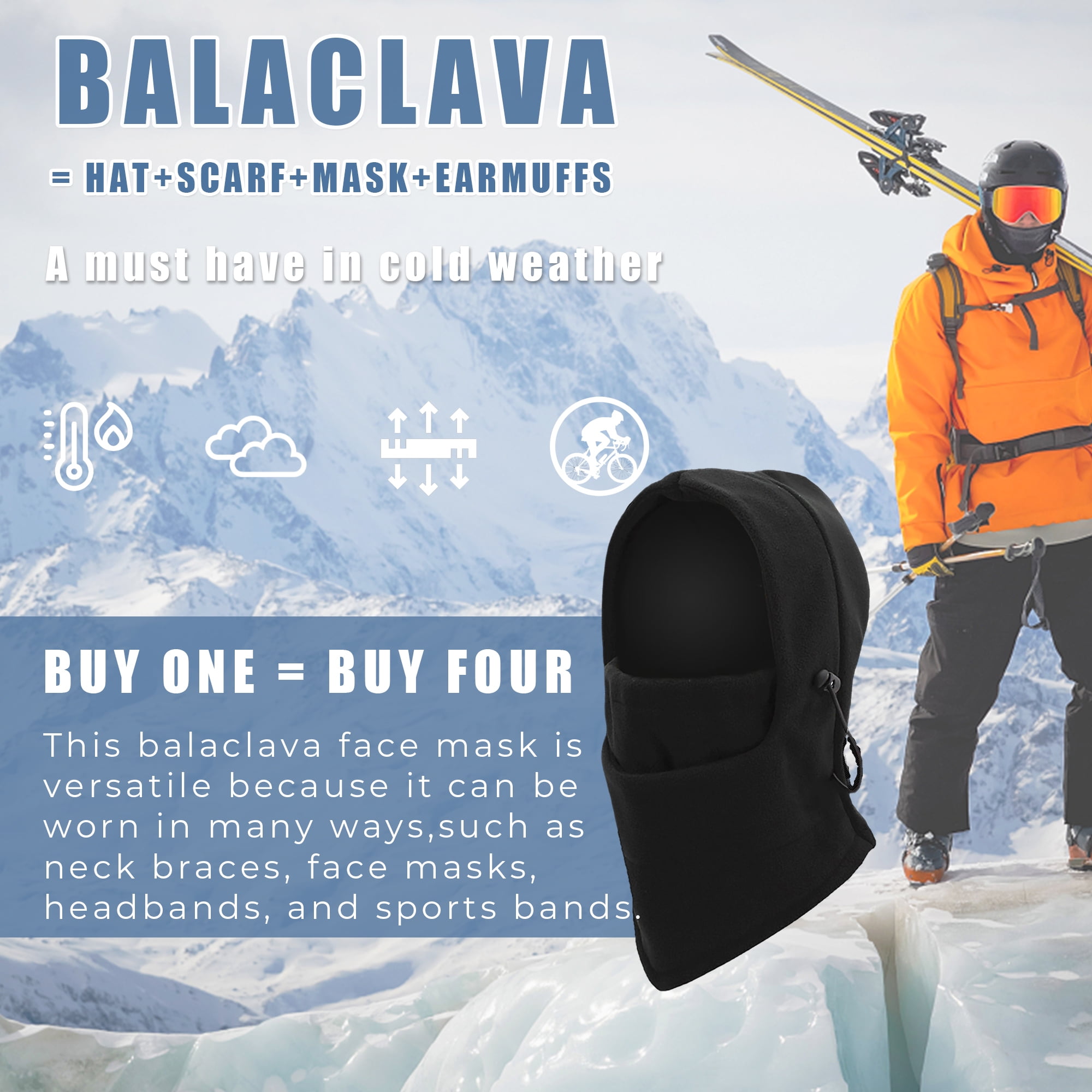Balaclava Blue Ski Mask for Men Women Cycling Skiing Hunting Masks Black