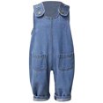 thumbnail image 4 of Little Girls Easter Outfits Denim Overall Pants Bunny Ear Romper with Pom Pom Tail Dungarees Easter Baby Girl 12-18 Months, 4 of 9