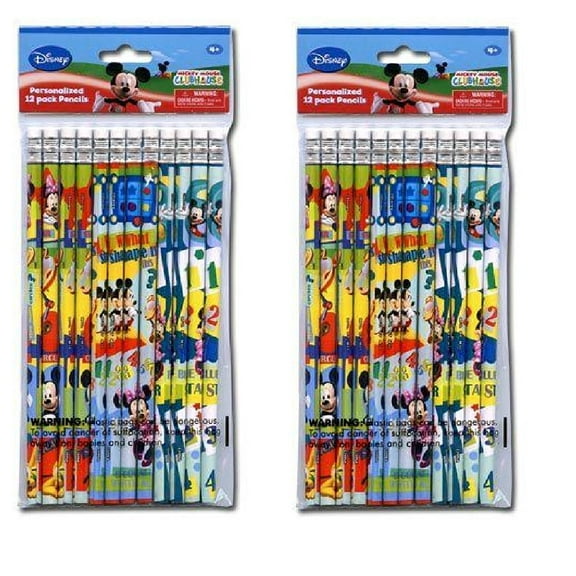 Party Favros Mickey Mouse 24pk Pencils in Poly Bag with Header- 2 DZ