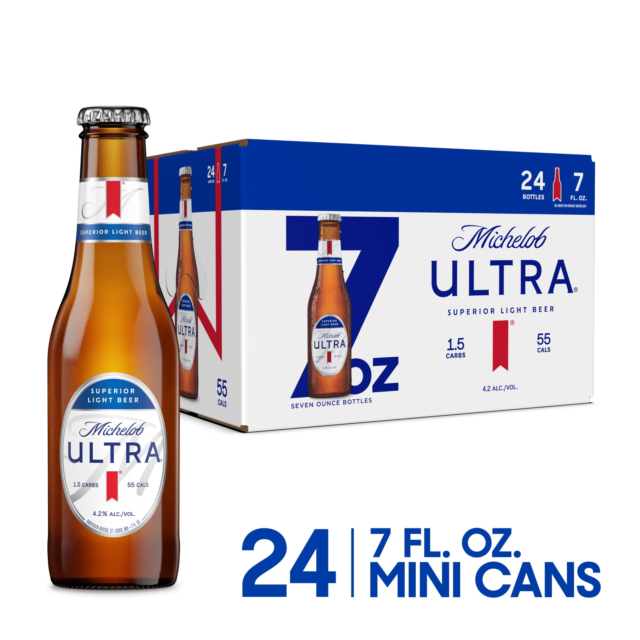 Michelob ULTRA Superior Light American Lager Beer, 24 pack 7 fl oz Glass Bottles 4.2% ABV
