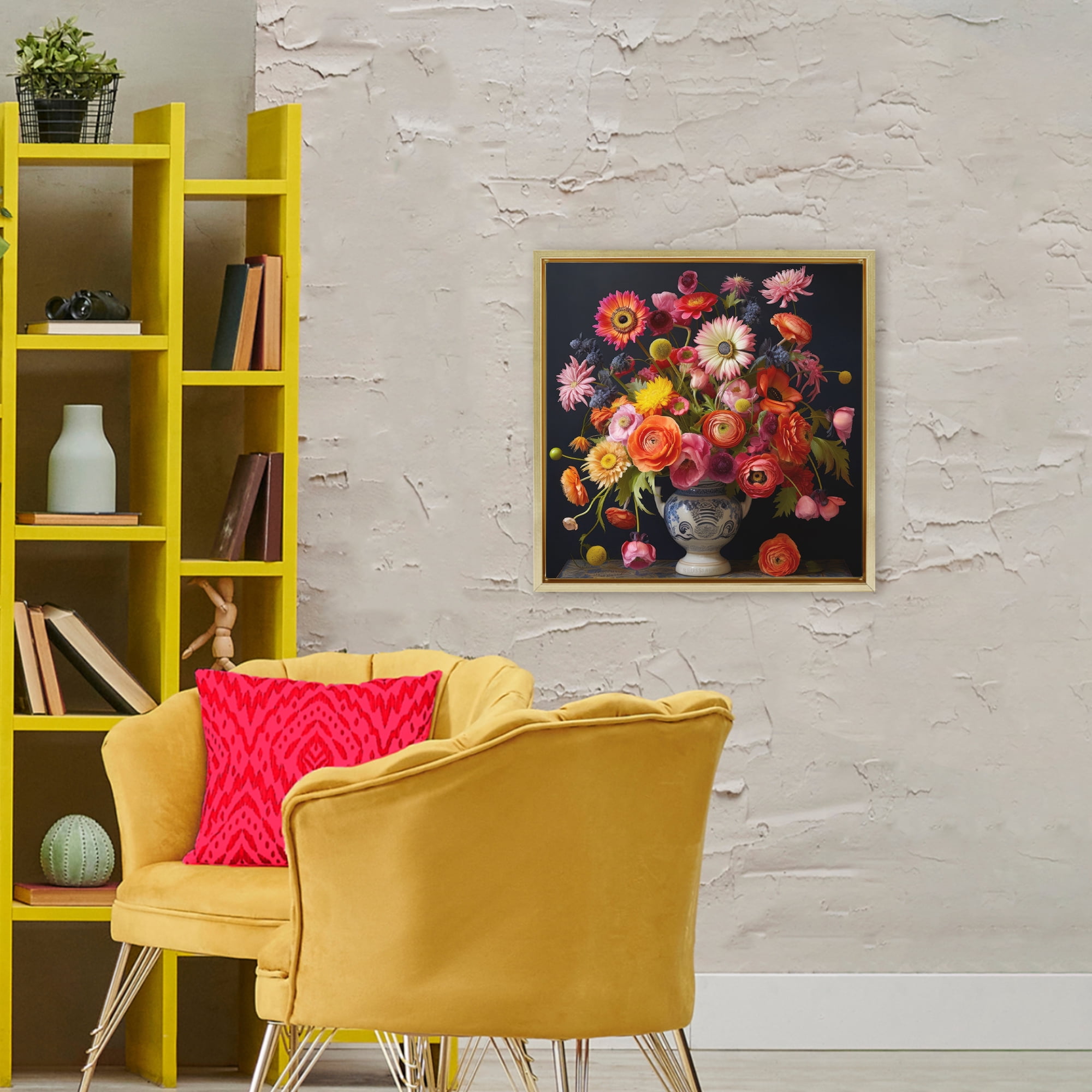 Stupell Industries Harmonious Spring Bouquet Gold Framed Floater Canvas Wall Art, design by Lazar Studio