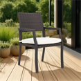 thumbnail image 4 of Pemberly Row Outdoor Dining Chair Set of 2 Contemporary Wicker Brown Fabric, 4 of 10