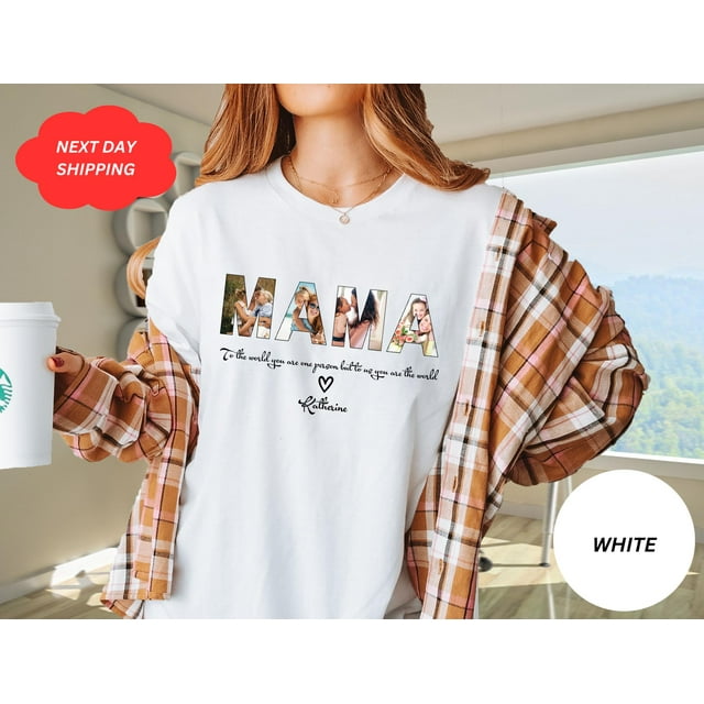 CUSTOM MAMA Photo Shirt, Customized Mother's Day Gift, Gift For Mama,Personalized Gift for - As Picture - S