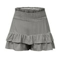 thumbnail image 5 of Lenpel Shorts for Women Summer Casual Elastic High Waisted Wide Leg Pleated Ruffle Tiered Skorts Flowy Beach Shorts, 5 of 6
