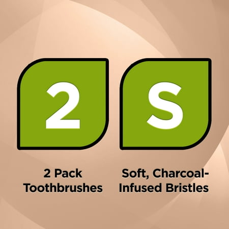 Equate, Adult Bamboo Handle, Charcoal Bristles, Soft, Toothbrush, 2 Count