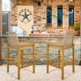 thumbnail image 4 of Gymax Wicker Bar Stools Set of 2 Patio Chairs w/ Solid Wood Frame Ergonomic Footrest Light Brown, 4 of 7