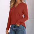 thumbnail image 4 of Womens Long Sleeve Shirts 2026 Spring Fall Fashion Dressy Business Casual Tops Trendy Henley Blouses Cute Work Tunic Clothes Brown 2XL, 4 of 5