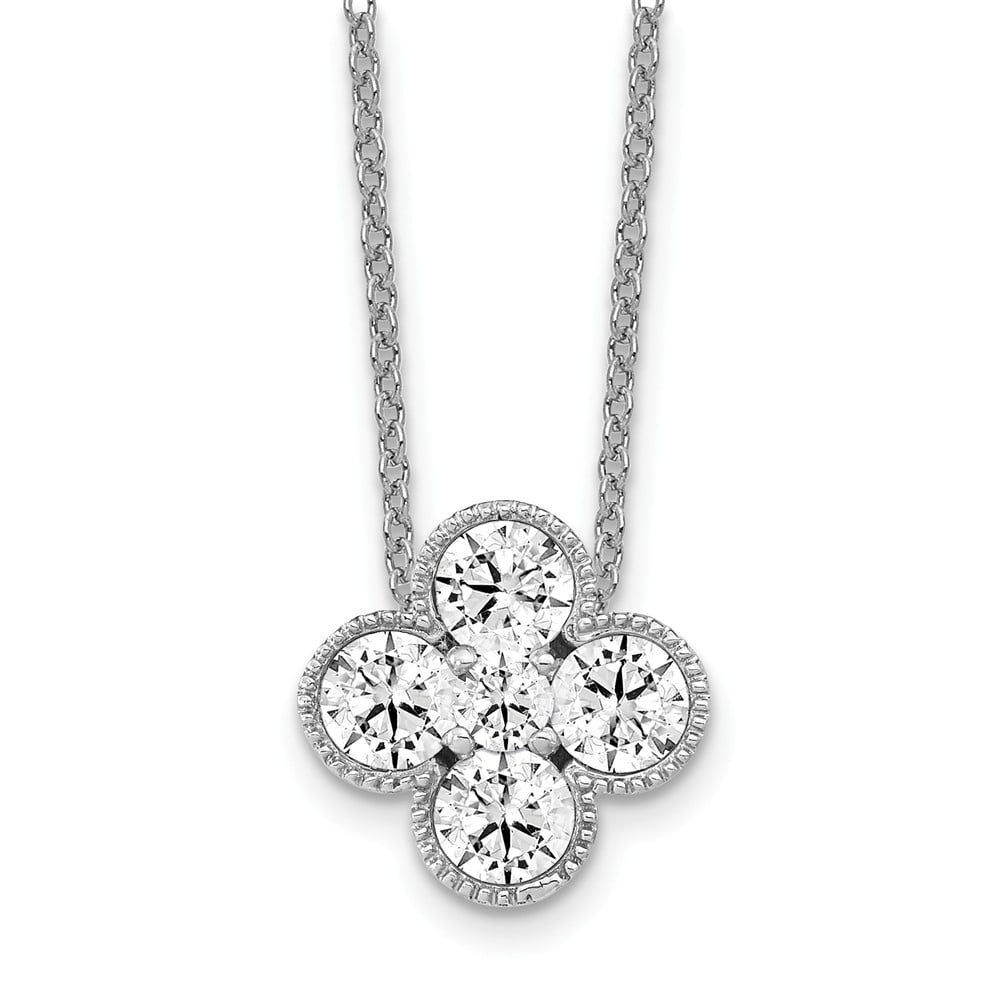 AA Jewels Solid 14k White Gold Lab Grown Diamond Bloom Pendant