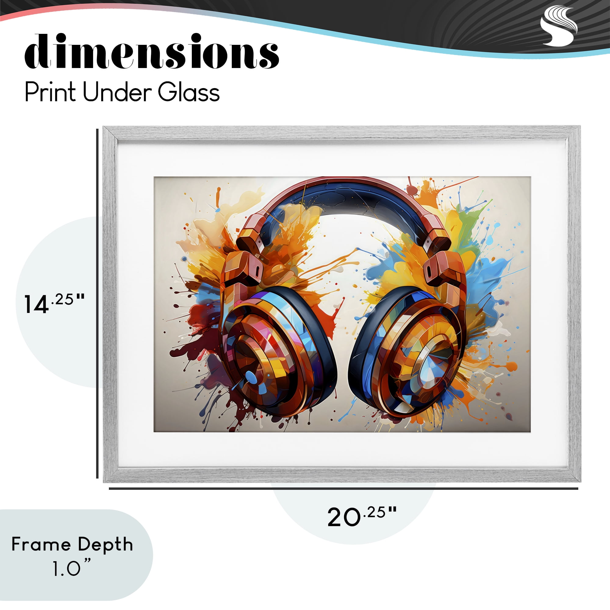 Stupell Industries Music In Color Splatter Gray Framed Print Under Glass, design by Creative Studio