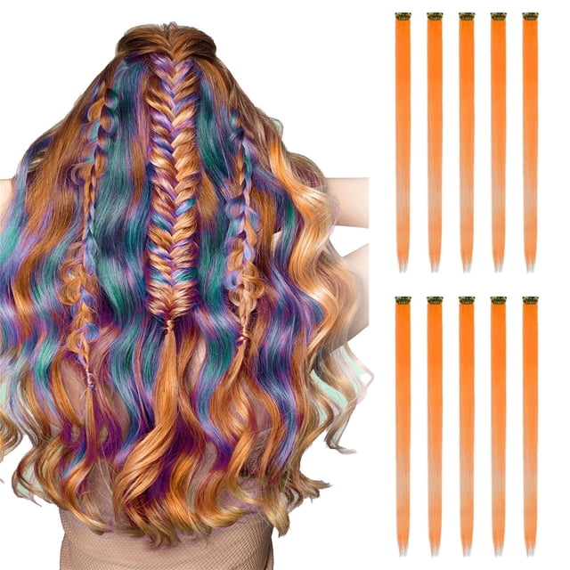 Colored Hair Extensions, Multi-Colors Party Highlights Clip In Synthetic Hair, Catch The Hair