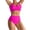 Hot Pink #056, variant on Women's High Waisted Bikini Sets Push Up Twist Front Spaghetti Straps Ruched Two Piece Swimsuit Bathing Suit Blue L