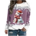 thumbnail image 1 of Rbaofujie Chandails Surdimensionnés pour Femmes Noël Mode Décontractée Imprimé Col Rond Ample Manches Longues Hauts Blouse Chandails en Molleton Roses Chandails à Capuchon pour Adolescentes, 1 of 3