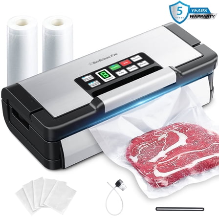 Aeitto Precision 130W Vacuum Sealer,with 10-In-1 Functions,Double Seal&Pump,Vacuum Sealer Machine for Food with Bags Storage,Built-in Cutter&Hose,Powerful Food Vacuum Sealer,Stainless Steel