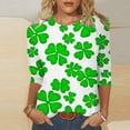 thumbnail image 2 of Staron Vente de Liquidation Hauts à Manches 3/4 pour Femmes Jour de la Saint-Patrick Trèfle Irlandais Col Rond Hauts Graphiques T-Shirts Mignons Gnome Vert Printemps Été Tunique Fluide Basiques, 2 of 5