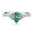 thumbnail image 2 of BERRICLE Sterling Silver Solitaire Rings Green Pear Cut Cubic Zirconia CZ Promise Ring for Women, Rhodium Plated 0.8 Carat Size 4, 2 of 8