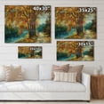 thumbnail image 4 of Designart 'Abstract Trees In Warm Autumn Colors By Bright Blue River' Traditional Print on Natural Pine Wood, 4 of 5
