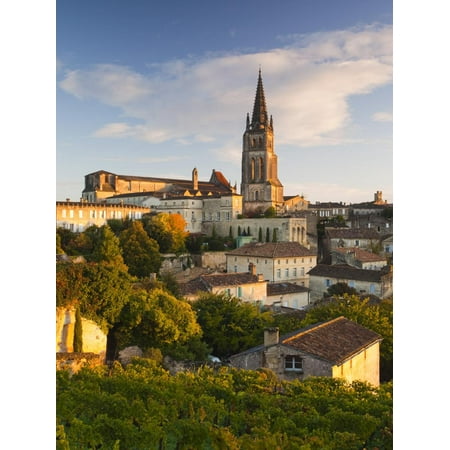 France, Aquitaine Region, Gironde Department, St-Emilion, Wine Town, Town View with Eglise Monolith Print Wall Art By Walter