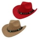 thumbnail image 1 of Cowboy Hat,Wide Brim Hat Suede Sun Protective Hats Women Men,Cowboy Cowgirl Beach Travel Summer Fashionable,Western Cow Boy Girl Visor Sunhat Outdoor Adults,Party Holiday Costume Brown and Red Sunnimix Sombrero de vaquero, 1 of 8