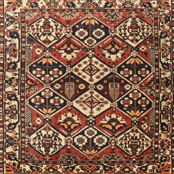 Ahgly Company Indoor Square Traditional Brown Persian Area Rugs, 7' Square
