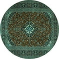 thumbnail image 1 of Ahgly Company Machine Washable Indoor Round Medallion Turquoise Blue Traditional Area Rugs, 3' Round, 1 of 4