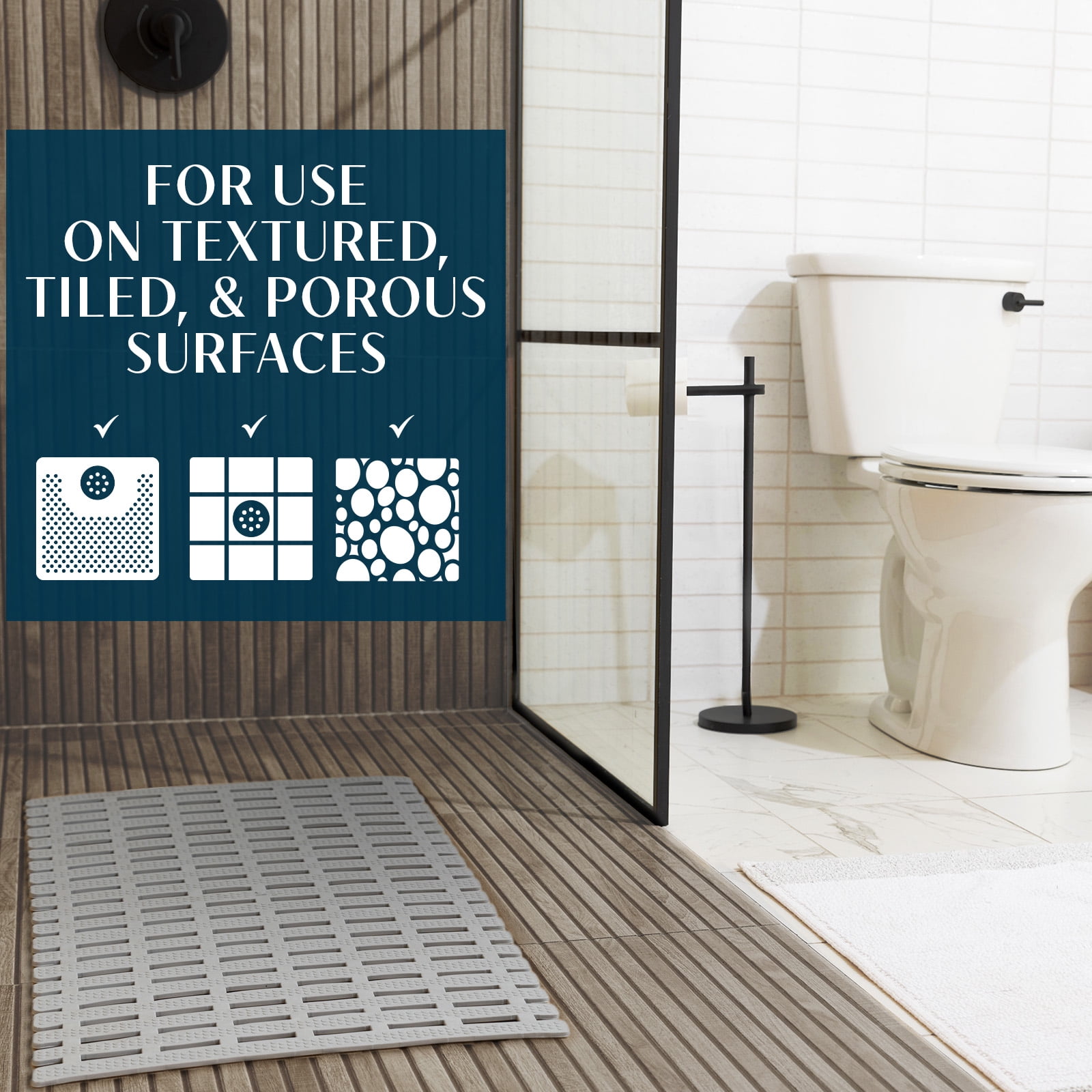 SlipX Solutions Weighted Non Slip Bath Mat | Safety Without Suction Cups, 31” x 15”